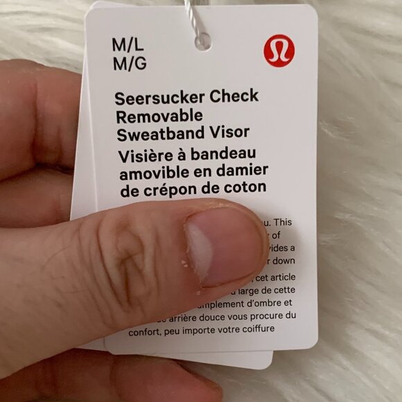 LULULEMON Seersucker Check Removable Sweatband Visor Sz M/L - Picture 3 of 4